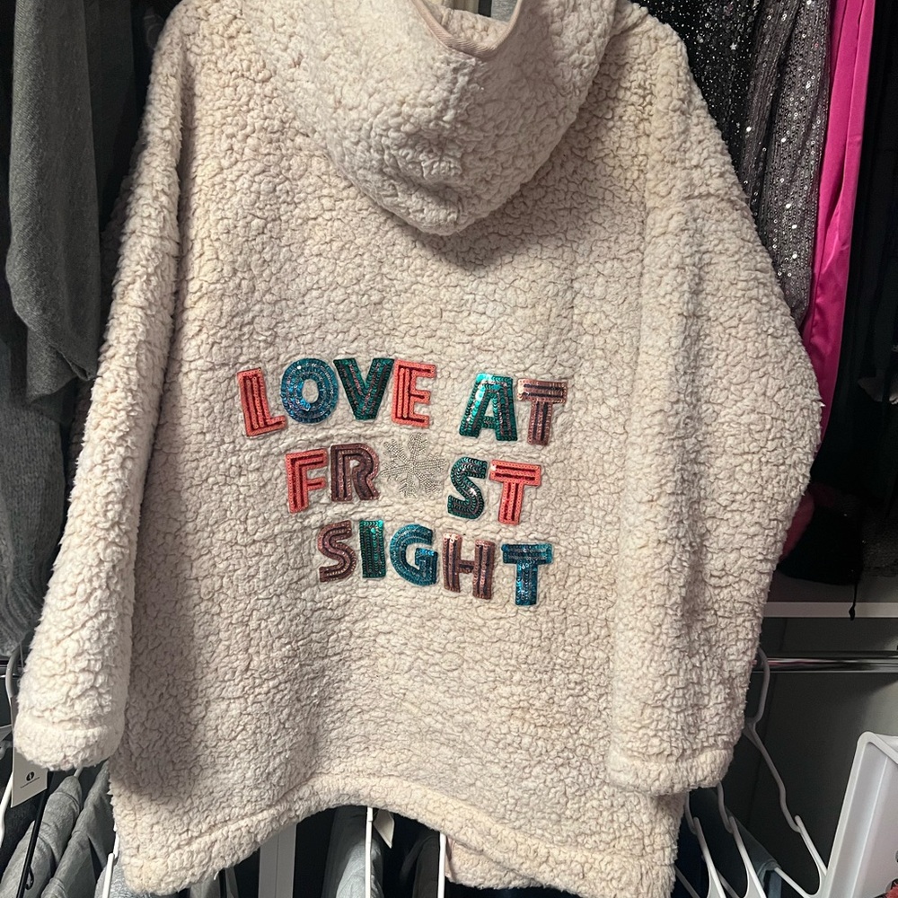 Judith March Love You At Frost Site hooded sherpa cardigan